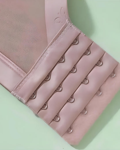 Satin Mesh See-through Patchwork Underwire Plus Size Push-up Bra