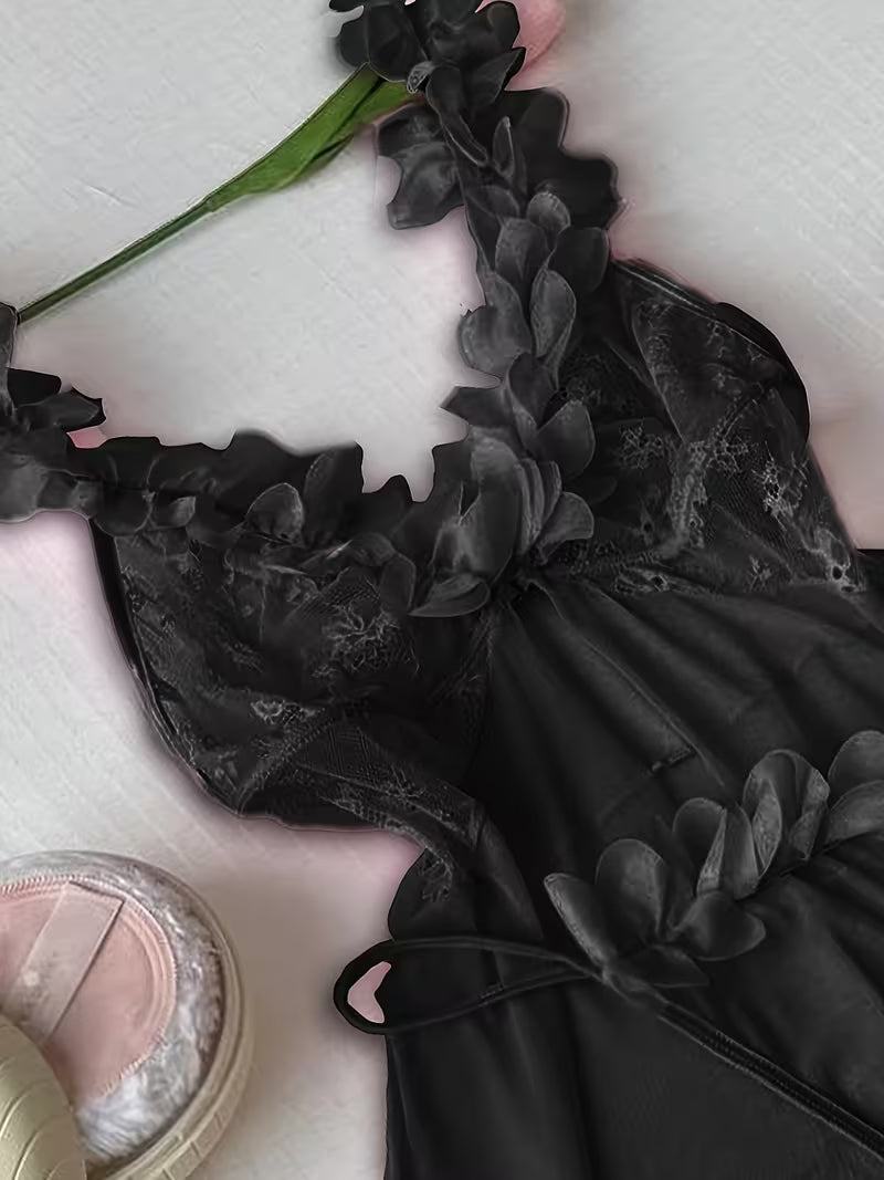 Roselle™ Floral Lace Ruffle Split Nightdress