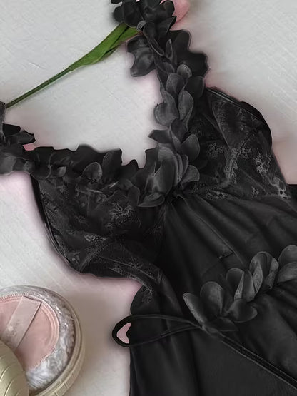 Roselle™ Floral Lace Ruffle Split Nightdress