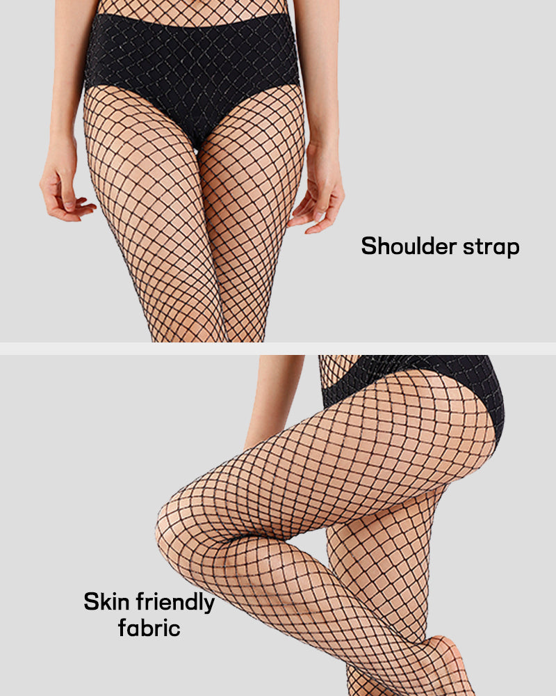 Glittering Metallic Fishnet Tights