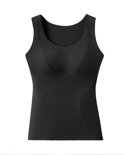 Silk Patch Fleece-Lined Fixed Cups Wire-Free Comfortable Warm Vest