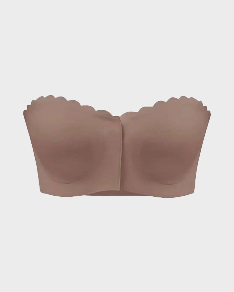 Strapless Front Closure Leopard Print Bra