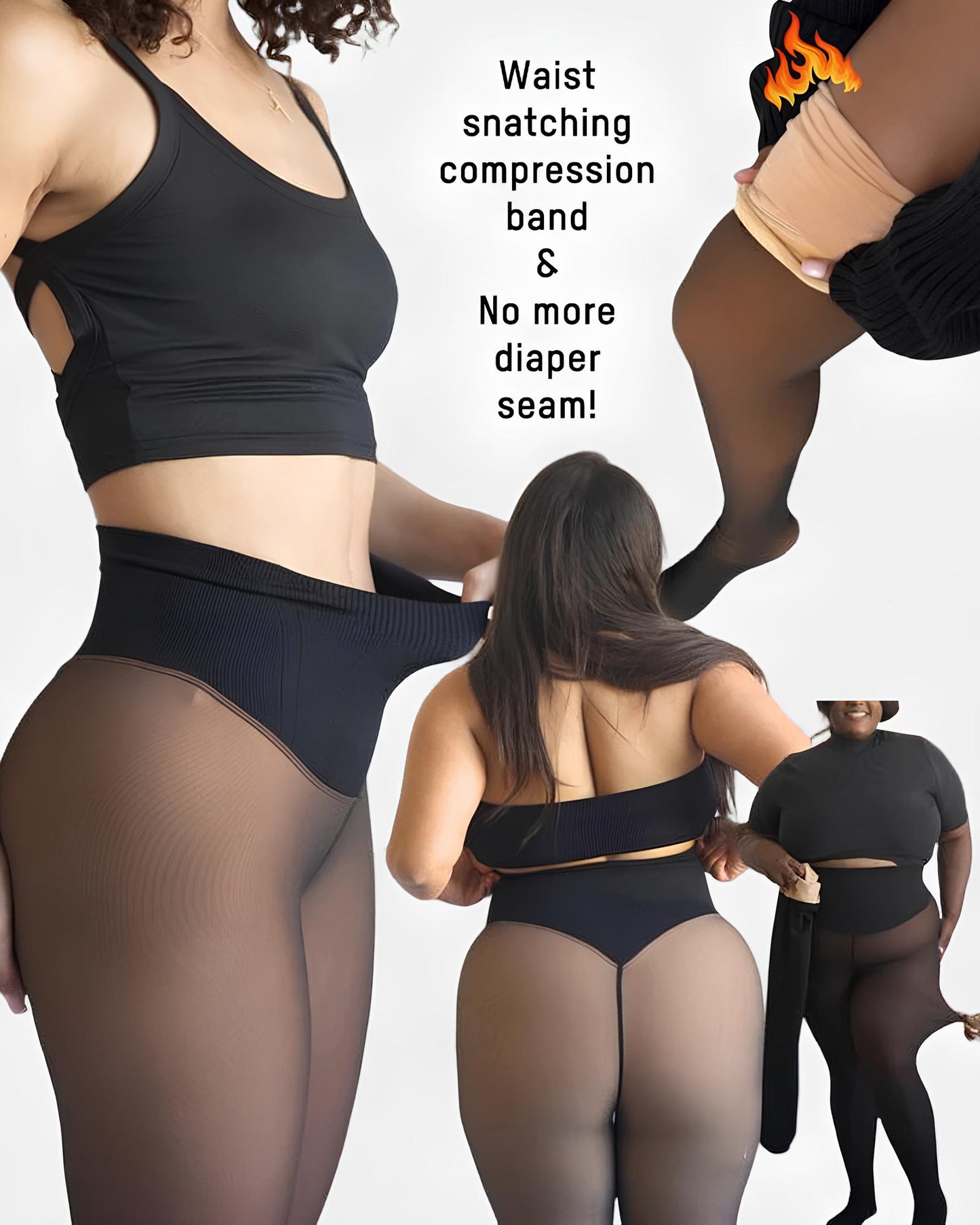 Compression Straps Single-seam Shaping Fleece-lined Leggings