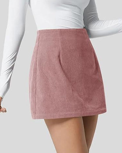 Corduroy Casual High-waisted A-line Mini Skirt