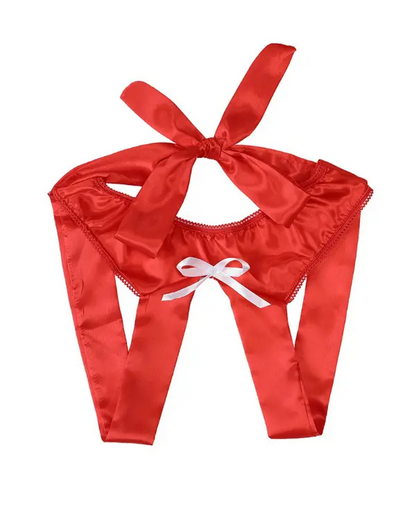 BOWKNOT Satinb Crotchless Panties