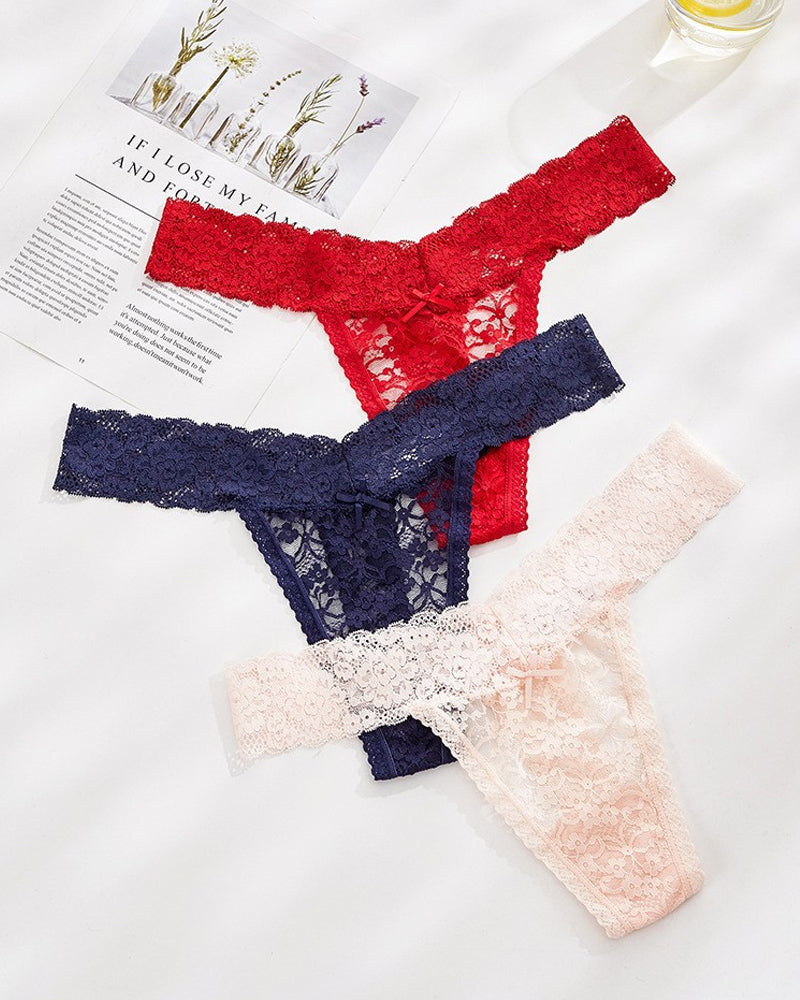 Sexy Lace Sheer Low-rise Thong Panties