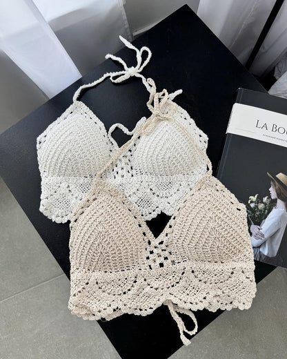 Beach Vacation Knitted Halter Neck Backless Vest