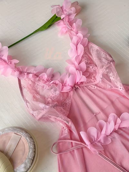 Roselle™ Floral Lace Ruffle Split Nightdress