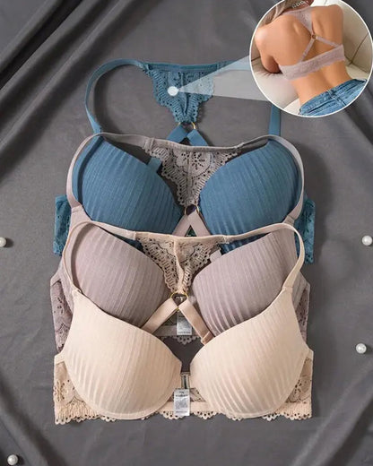 Women's Sexy Front-closure Lace-paneled Underwired Bra