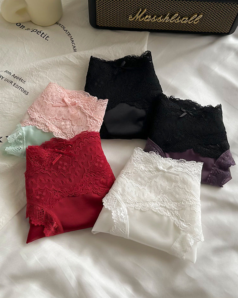 Sexy Colorblock Lace Mesh Sheer Panties