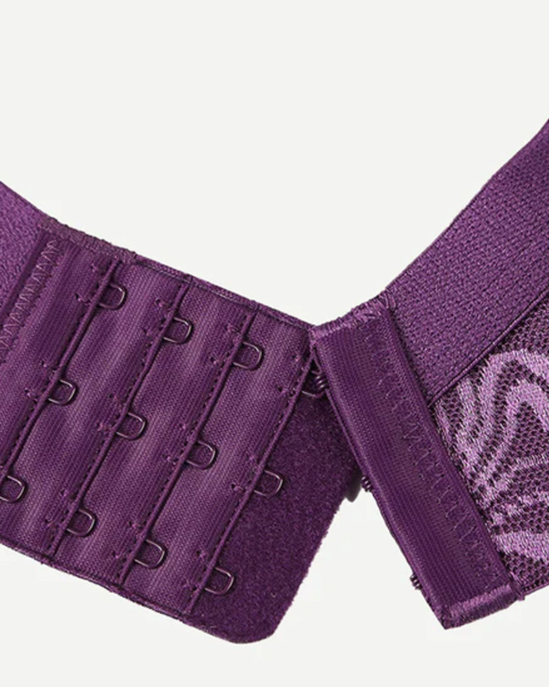 Deep V Floral Mesh Panel Full Coverage Wireless Shaping Bra