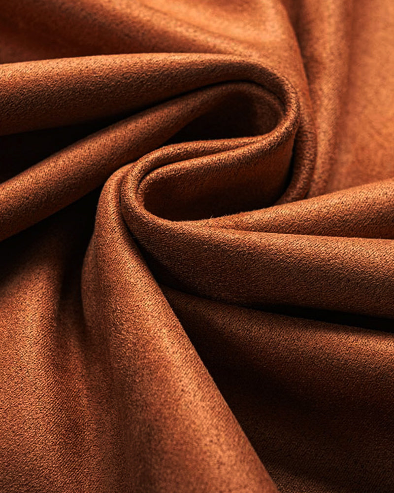 Retro Pleated Faux Suede Slim-fit Mid-waist Skirt