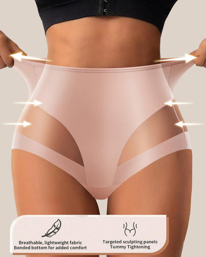 Sexy Stretchy Mesh Patchwork Tummy Control Butt Lifting Panties