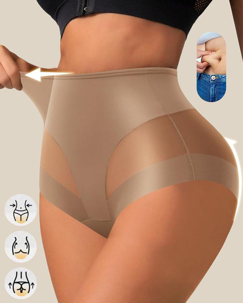 Sexy Stretchy Mesh Patchwork Tummy Control Butt Lifting Panties