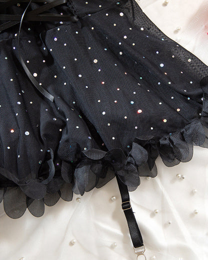 Sexy French-style Lace Mesh Sequined Lingerie Set