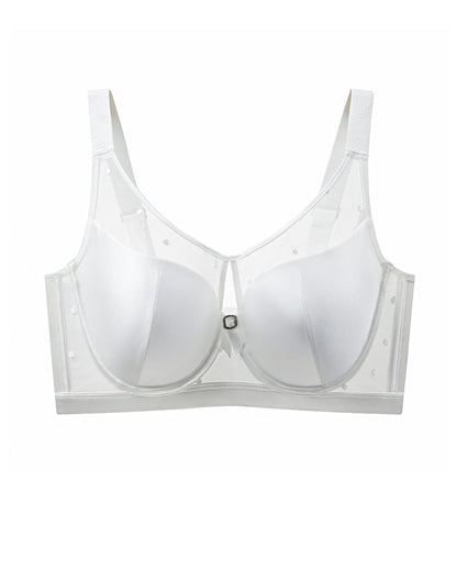 Satin Mesh See-through Patchwork Underwire Plus Size Push-up Bra