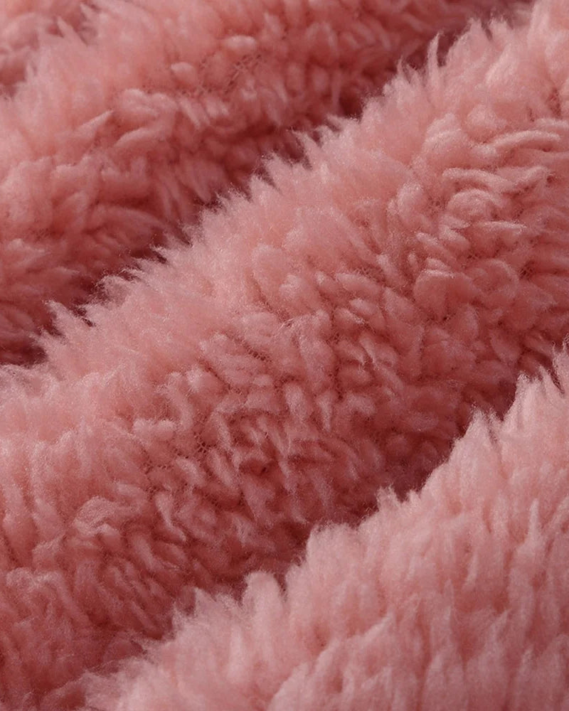 Teddy Bear Ear Zipper Hooded Plush Long-Sleeved Pants Onesie Pajamas