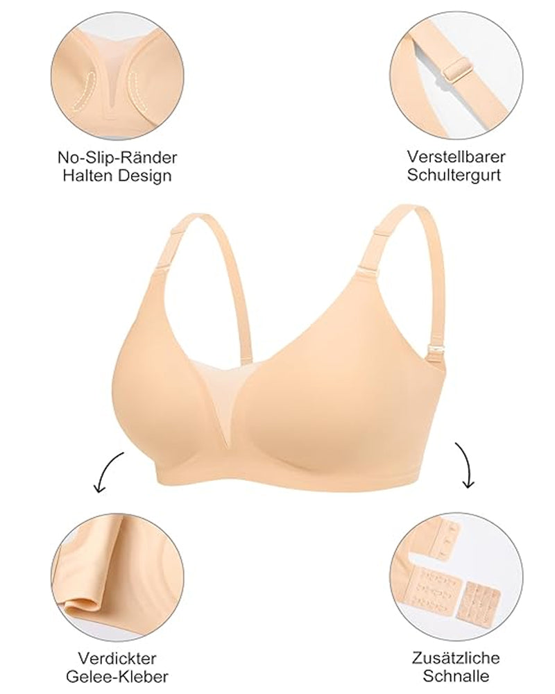 V-neck Comfortable Breathable Seamless Wire-free Push-up Mesh Bra