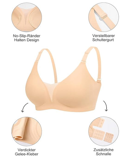 V-neck Comfortable Breathable Seamless Wire-free Push-up Mesh Bra