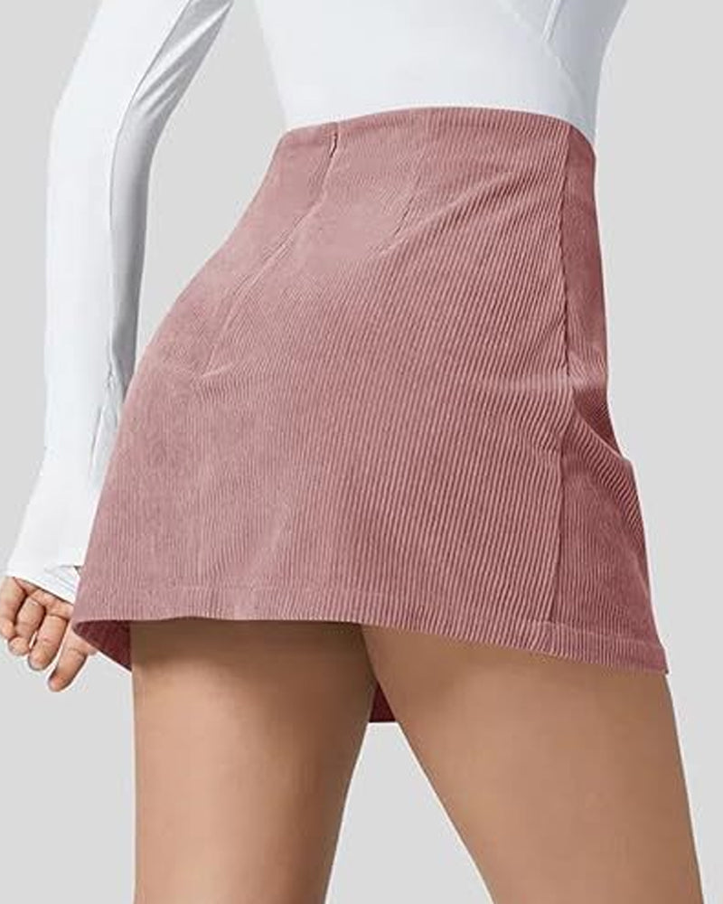 Corduroy Casual High-waisted A-line Mini Skirt