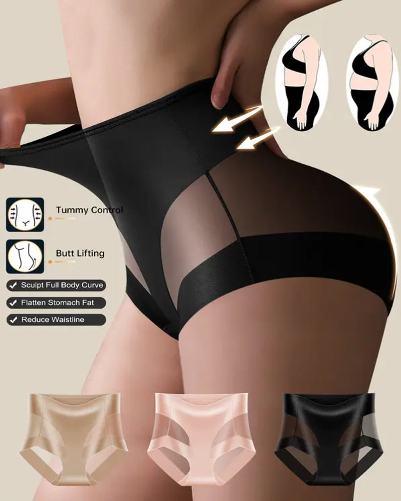 Sexy Stretchy Mesh Patchwork Tummy Control Butt Lifting Panties
