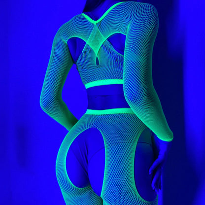 Blacklight Fishnet Top and Bodystocking HEMSMTH349