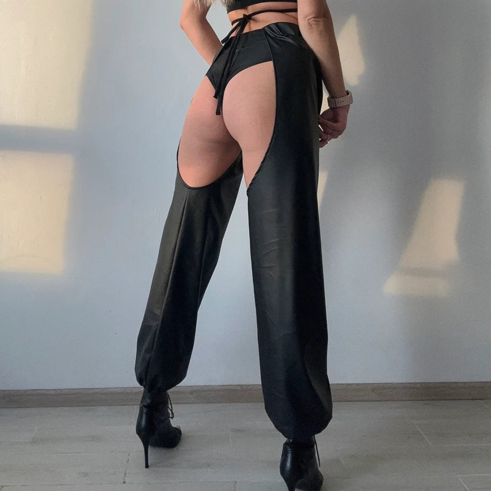 Leather Crotchless Pants HEMSMTH427