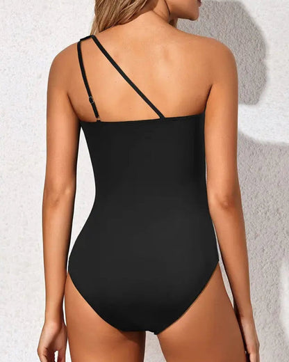 One Shoulder Ruched One Piece Swimsuit