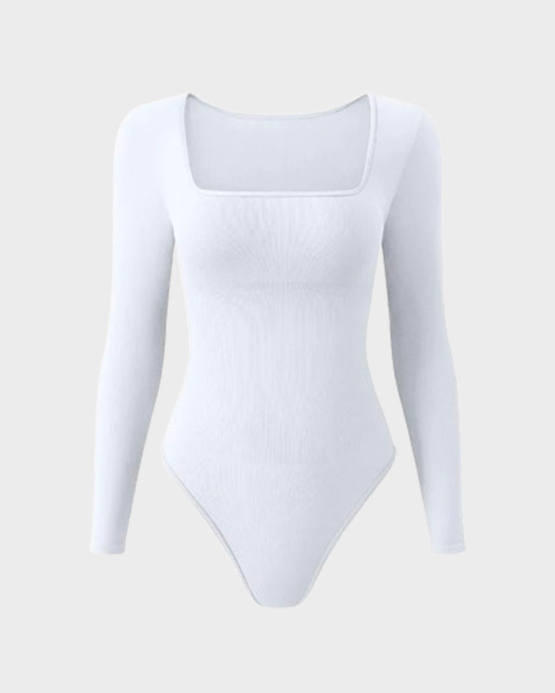 Sexy Square Neck Long Sleeve Bodysuits