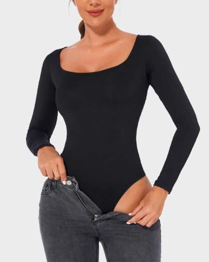 Trendy Square Neck Long Sleeve Bodysuit (2 Pack)