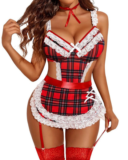 Sexy Hollow Backless Maid Uniform Suit