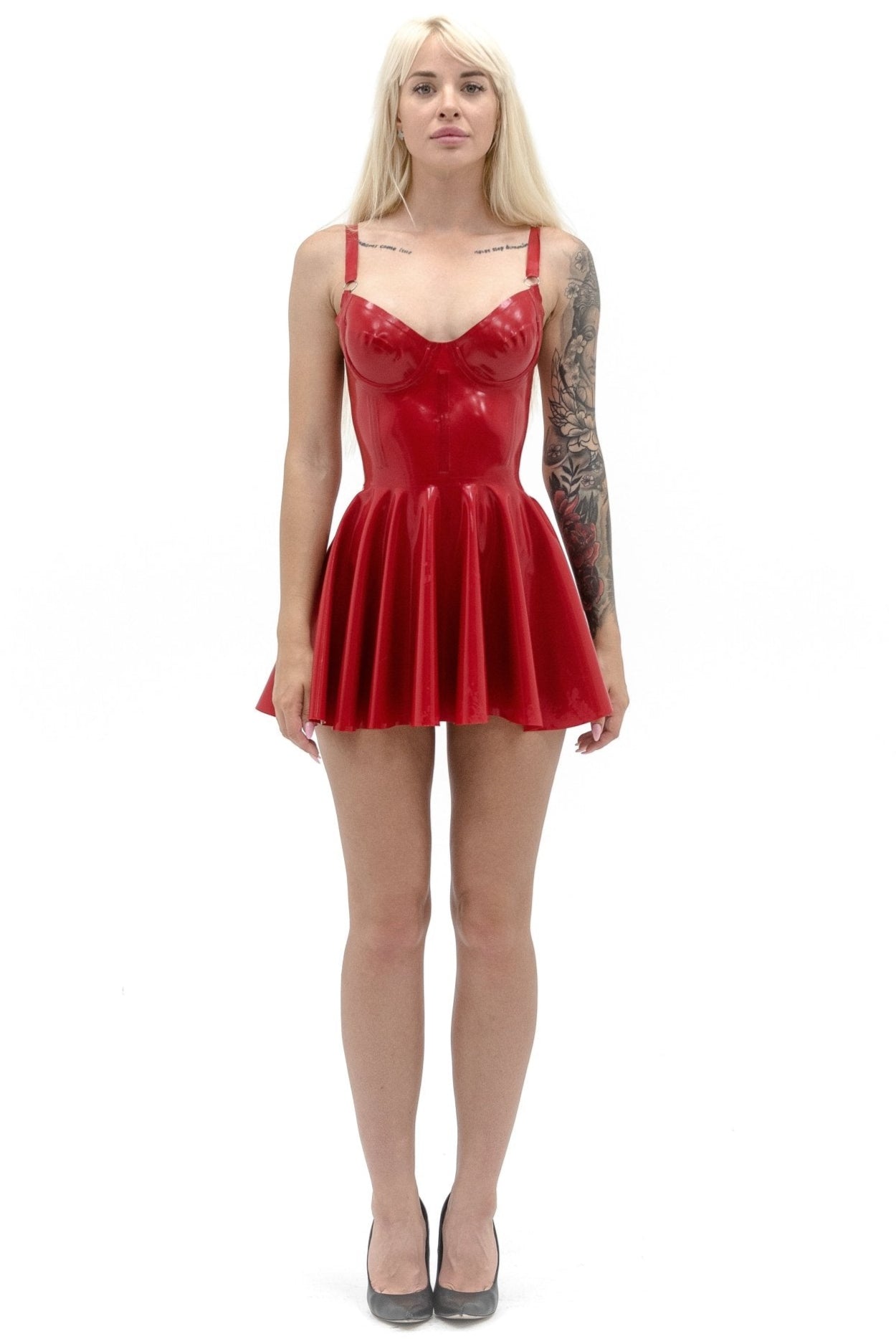 Latex Hot Red Dress, Women Doll Dress - Elinlatex
