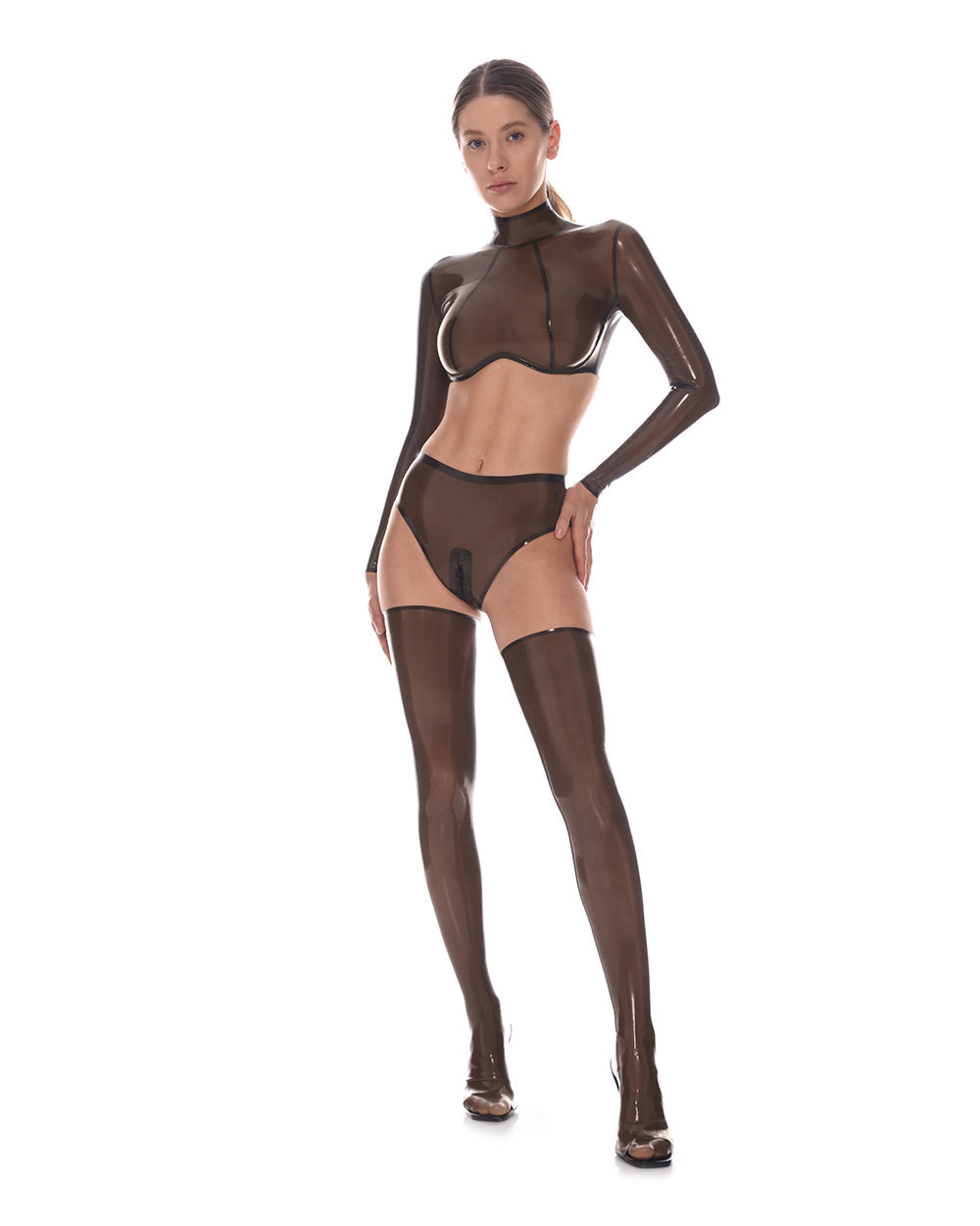 FancyStar® Smoky Black Latex Stockings