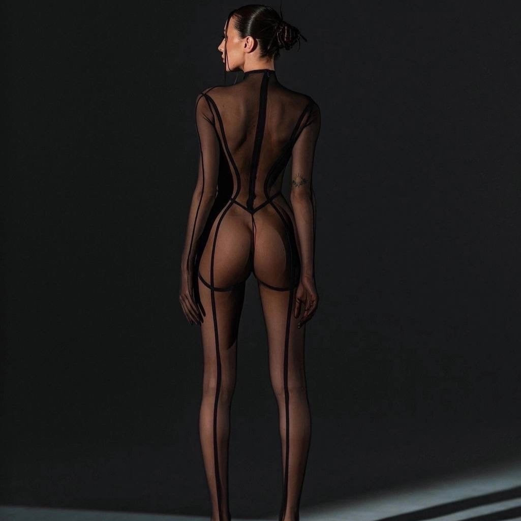 Full Body Stocking in Black FancyStar HEMSMTH331