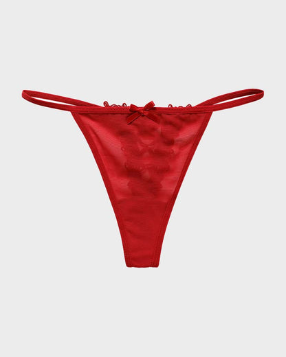 Lace-Trim Mesh V-String Panty