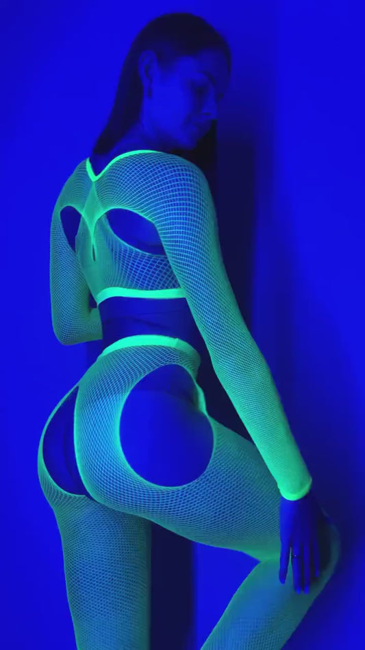 Blacklight Fishnet Top and Bodystocking HEMSMTH349