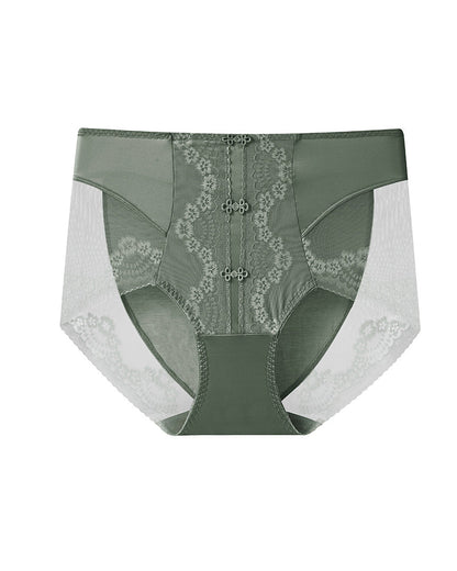 Plus Size Lace Sheer Mesh Seamless High-waisted Panties