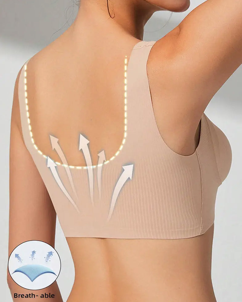 Women's V Neck Seamless Wire-free Comfortable Breathable Vest Bra
