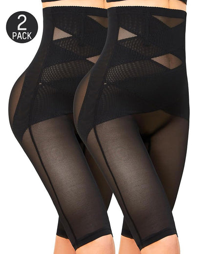 Women's Double Cross Mesh Seamless High Waist Tummy Lifting Buttocks Shaping Tights