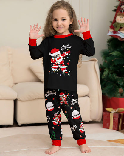 Santa Claus Colored Light Bulb Print Home Wear Parent-Child Pajama Set