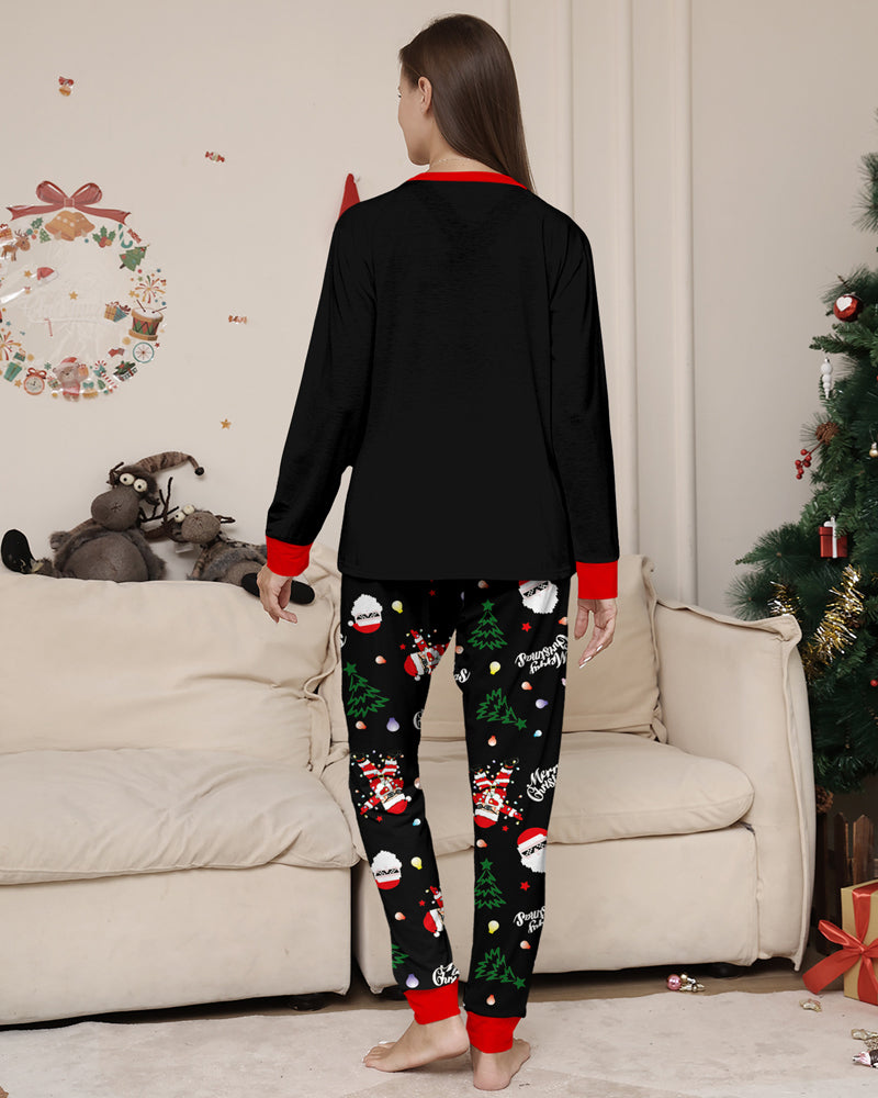 Santa Claus Colored Light Bulb Print Home Wear Parent-Child Pajama Set