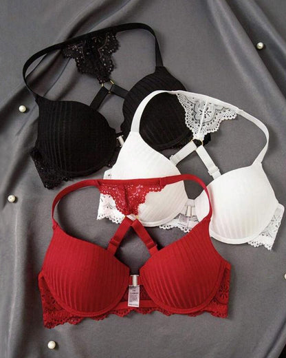 Women's Sexy Front-closure Lace-paneled Underwired Bra