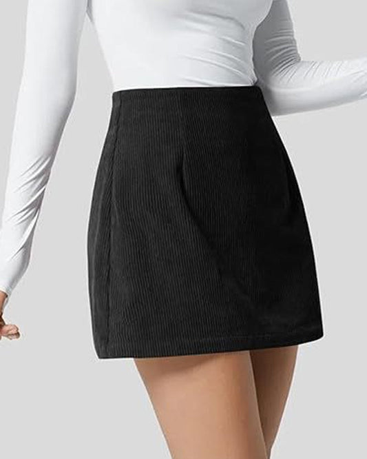 Corduroy Casual High-waisted A-line Mini Skirt