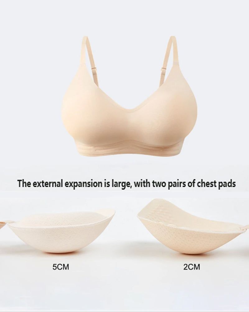Women's V-neck Seamless Breathable Push-up Vest Bra  with Two Removable Shaping Pads