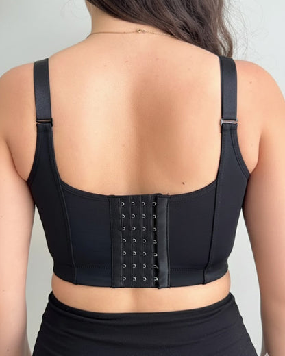 Women's Lace Trim Wide Back Underwire Long Body Shaping Push-up Bra