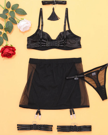 Sexy Tight-fitting Mesh See-through Bodycon Lingerie Set