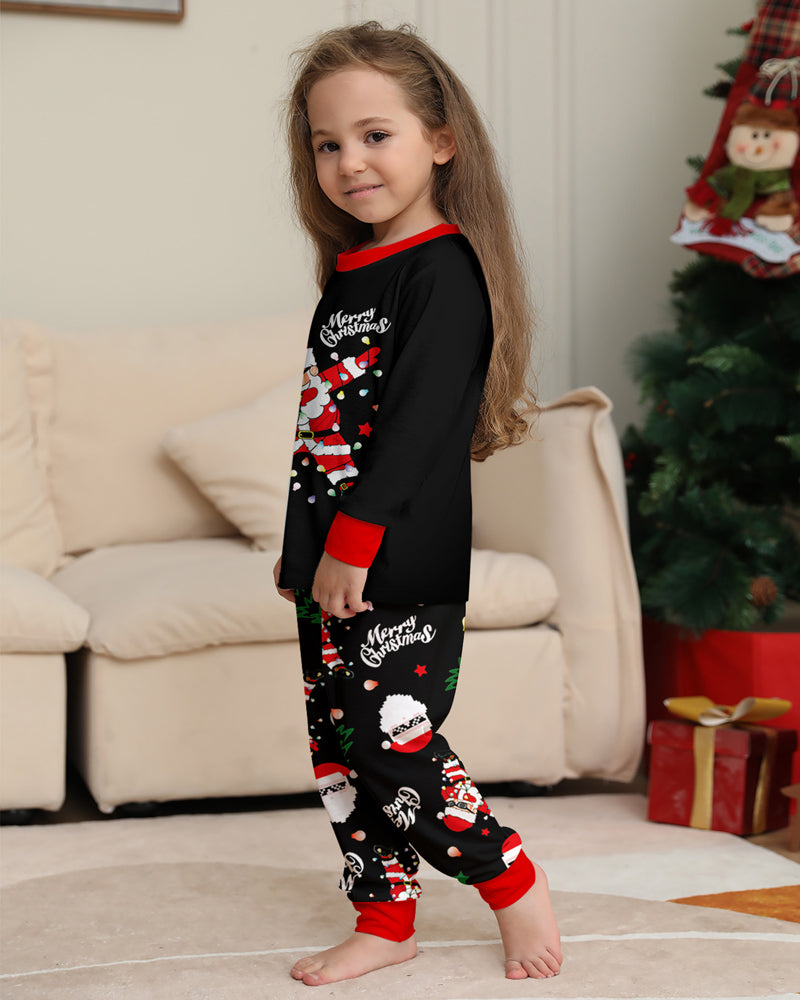 Santa Claus Colored Light Bulb Print Home Wear Parent-Child Pajama Set