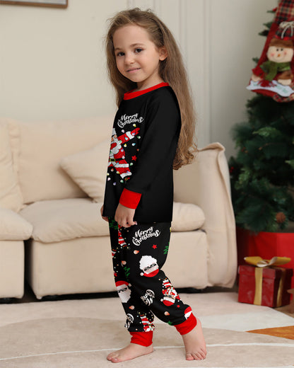 Santa Claus Colored Light Bulb Print Home Wear Parent-Child Pajama Set