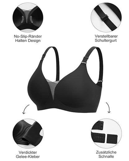 V-neck Comfortable Breathable Seamless Wire-free Push-up Mesh Bra