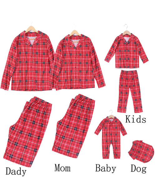 Christmas Red Plaid Print Crew Neck Family Pajama Set
